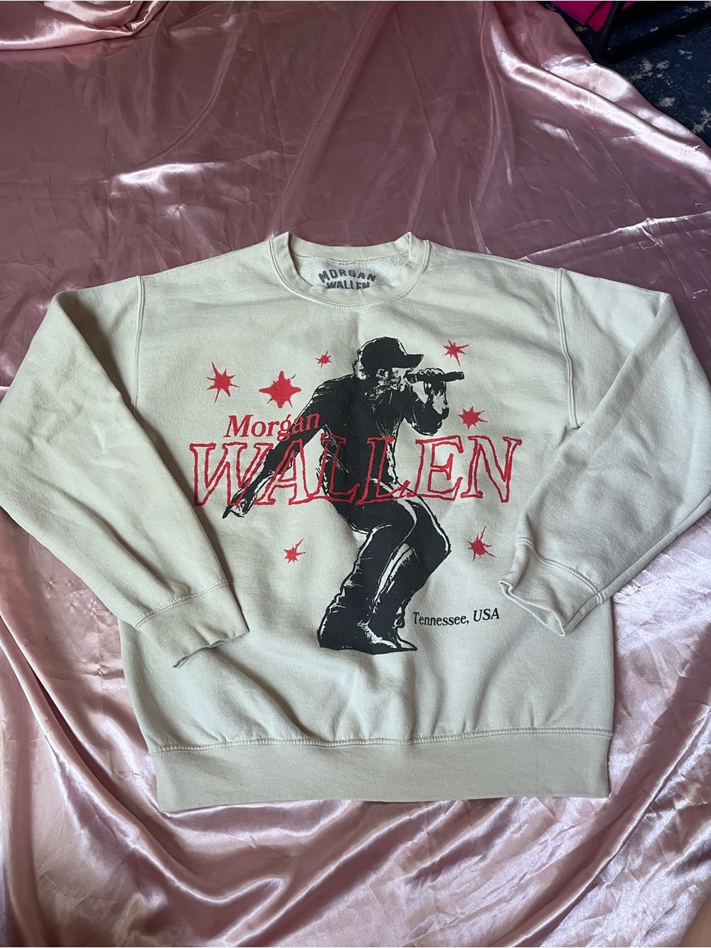 Morgan Wallen Cream Graphic Crewneck Sweatshirt